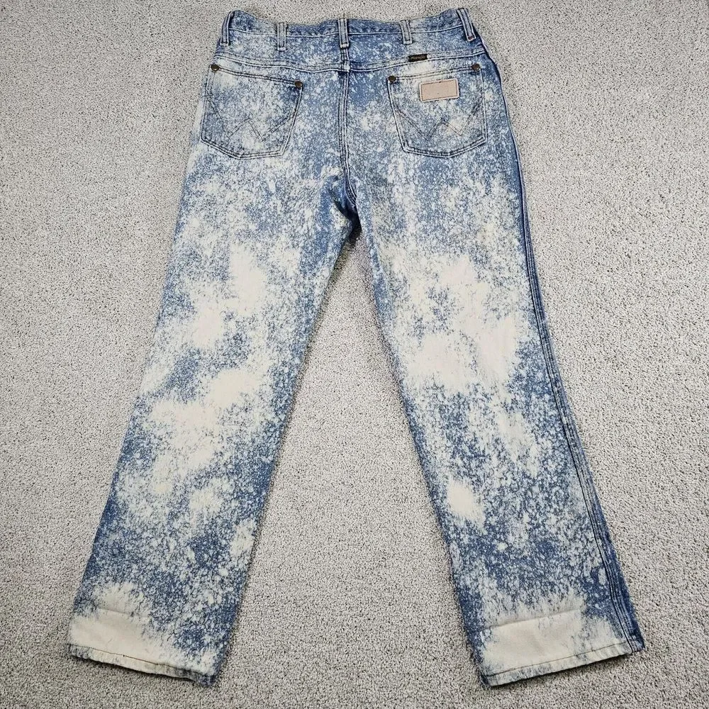 VTG Wrangler 912PW Bleach Splatter Custom Denim Jeans‎ 34x29 Distressed 70s 80s